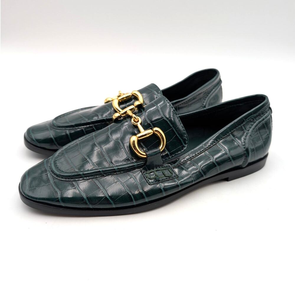 JEFFREY CAMPBELL Velviteen Bit Loafers Women's Dusty Green Size US7 EU37.5